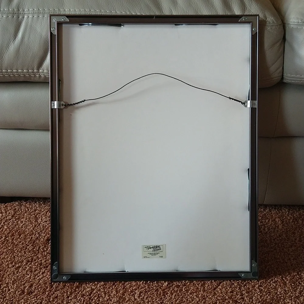 Baby child clown print framed wall decor vintage